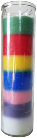 7 Color Glass Pillar Candle 8 Inches Tall