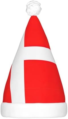 Denmark Flag Print Christmas Santa Hat with Light Up LED