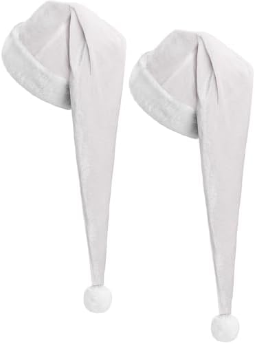 Funnysoft 2 Pcs Velvet Santa Hat for Adults