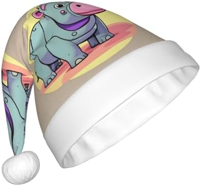 QinZheng Cartoon Hippo Santa Hat Personalized Xmas Gift for Women Adult