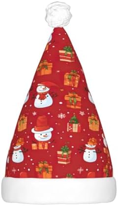 Xmas Gift Snowman Print Santa Hat Plush Light Up for Adult