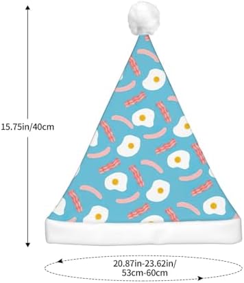 Hot Dog Egg Print Christmas Santa Hat Plush Light Up for Adults
