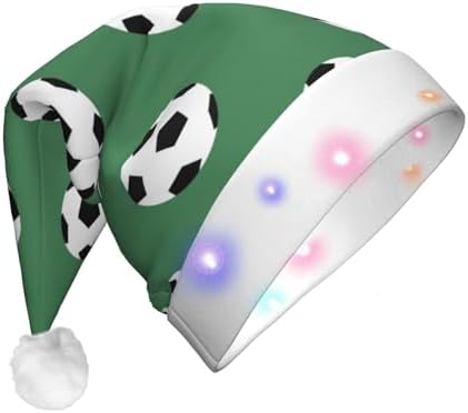 Soccer Print LED Christmas Hat Unisex Adult Beanie