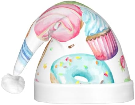 Cupcakes Donuts Muffins Sugar Print LED Christmas Santa Hat for Adults