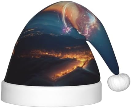 Shooting Star Heart Print Christmas Santa Hat Small Size