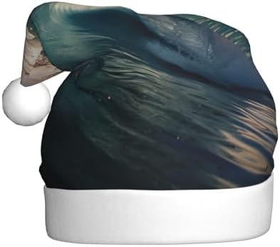 Beautiful Ocean Waves Print Christmas Santa Hat Plush for Adult