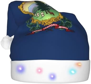 Vermont State Flag Christmas Hat with LED Lights