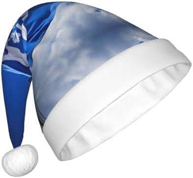 Blue Honduras Flag Santa Hat for Christmas Party Adult Plush