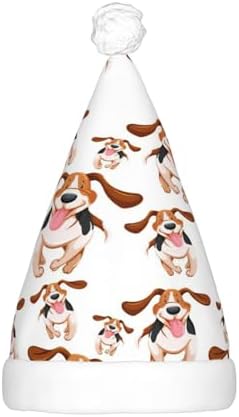 Cartoon Pug Print Light Up Santa Hat For Adults