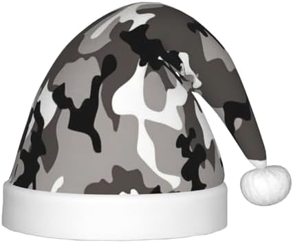 Zkyfll Christmas Santa Hat with Grey White Camo Print