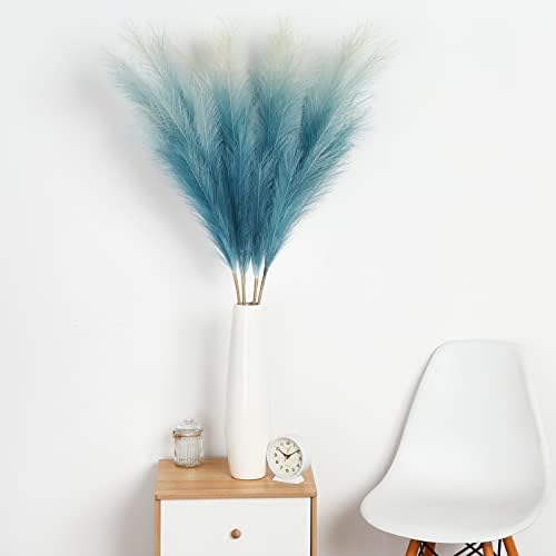 GAOMON 4pcs Gradient Blue Faux Pampas Grass Decor