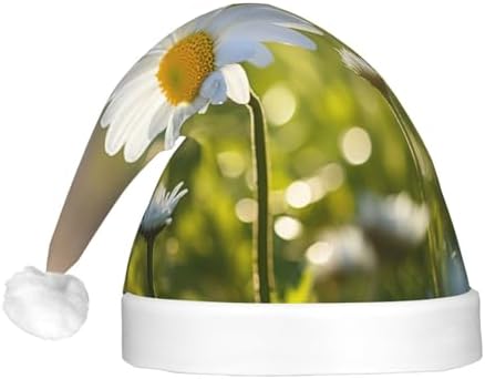 QINZHENG White Daisy Santa Hat with LED Lights for Christmas Party