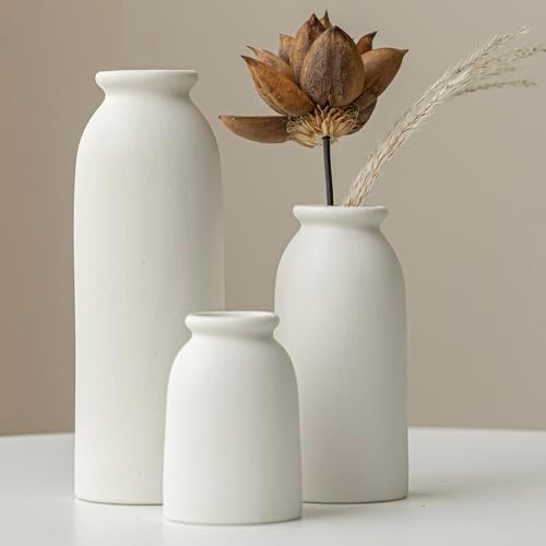 Tinctotnic Ceramic Vase Set 3 Distressed White