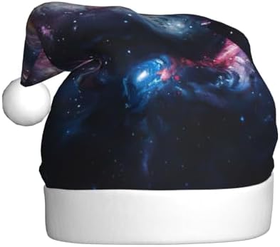 Galaxy Print Christmas Santa Hat Plush for Adults 1
