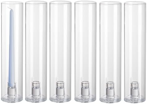 Willceka Glass Hurricane Candle Holder 6pcs 12 Inch