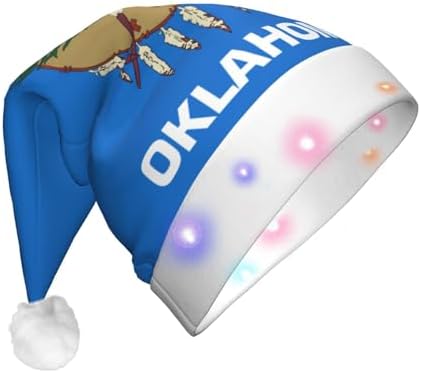 Oklahoma State Flag Christmas Hat with LED Lights