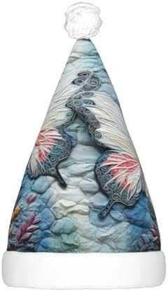 QinZheng Butterfly Stone Print LED Santa Hat for Adults