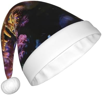 Coral Reef Christmas Santa Hat Plush for Adults