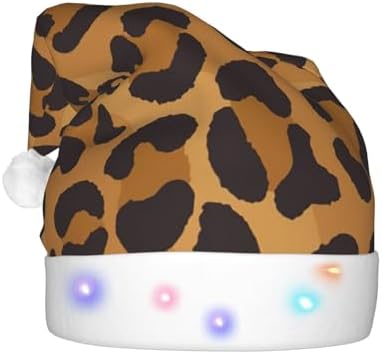 QINZHENG Yellow Leopard Print LED Santa Hat