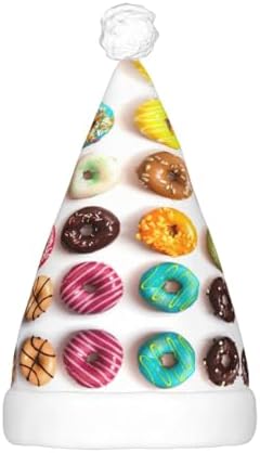Doughnut Flavors Christmas Santa Hat Plush Light Up Adult Party Hat