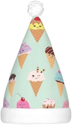 Ice Cream Cones Christmas Santa Hat Plush LED Light Up for Adults