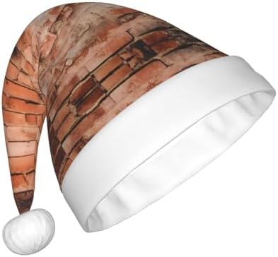 Red Brick Wall Texture Print Christmas Santa Hat Plush