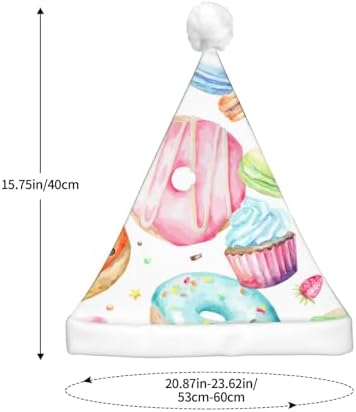 Cupcakes Donuts Muffins Sugar Print LED Christmas Santa Hat for Adults