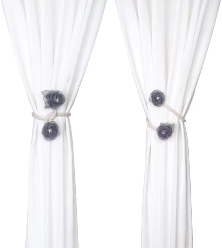 Handmade Artificial Rose Flower Curtain Holdbacks Gray