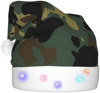 Camouflage Santa Hat Plush Light Up for Christmas Party