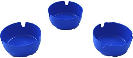 Home Set of 6 3 Inch Blue Round Ashtrays