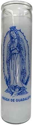 Generic Virgin de Guadalupe 8 Inch Pillar Candle White