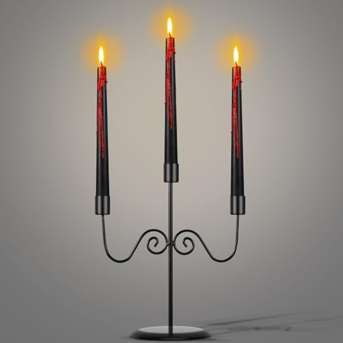 3 Arms Halloween Candelabra with 3 Bleeding Candles