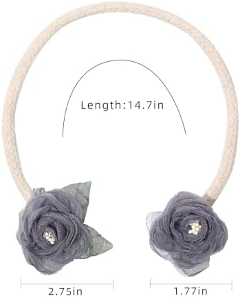 Handmade Artificial Rose Flower Curtain Holdbacks Gray