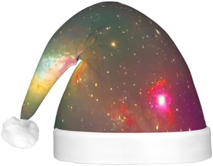 Beautiful Galaxy Print Christmas Santa Hat Plush Light Up