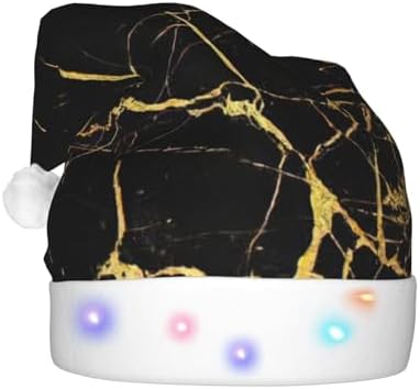QINZHENG 3D Gold Marbling LED Halloween Santa Hat for Adults