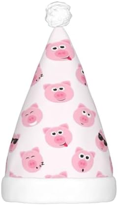 Funny Pink Pig Face Christmas Santa Hat Plush Light Up for Adult