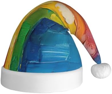 QINZHENG Personalized Santa Hat with Rainbow Print