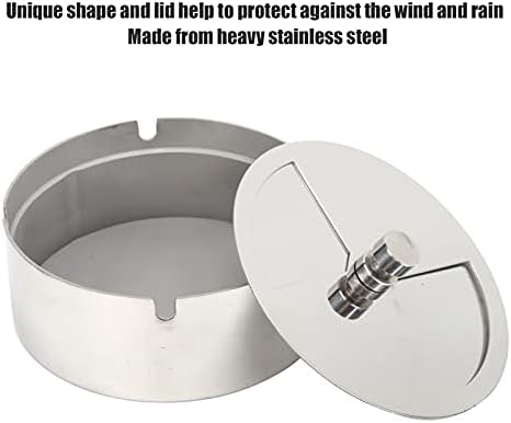 Stainless Steel Ashtray with Lid Windproof