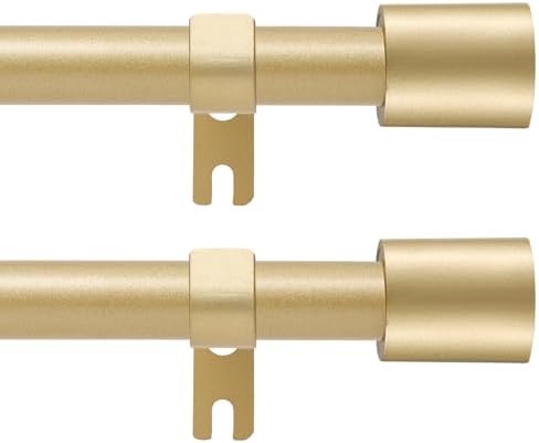 Vikarler 58 Inch Gold Curtain Rod 2 Pack Adjustable