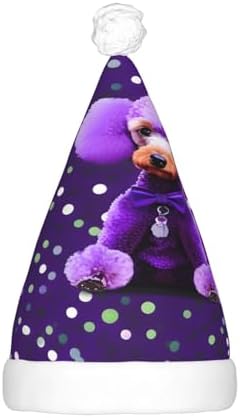 Purple Poodle Polka Dots LED Christmas Hat Unisex Adult Beanie