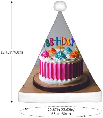 Happy Birthday Cake Print Santa Hat Plush for Adult