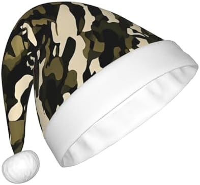 Camouflage Santa Plush Christmas Hat for Adults
