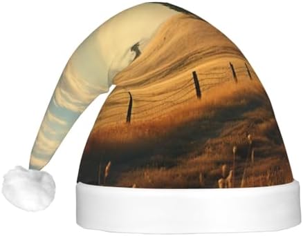 Country Lifestyle Print Christmas Santa Hat Plush Light Up for Adult