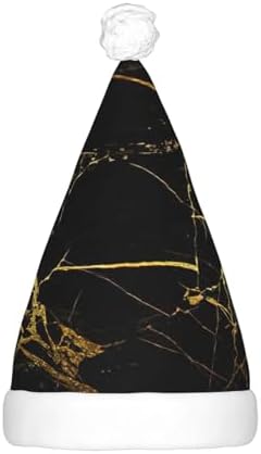 QINZHENG LED Black and Gold Santa Hat for Christmas Party