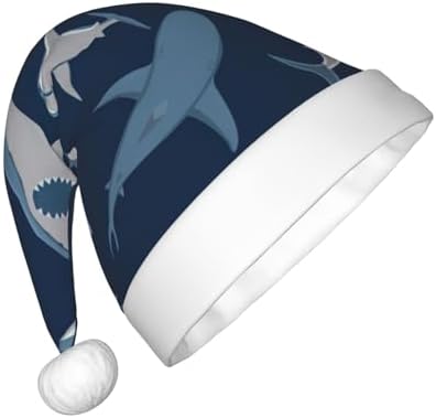 Ocean Shark Print Christmas Santa Hat Small Size