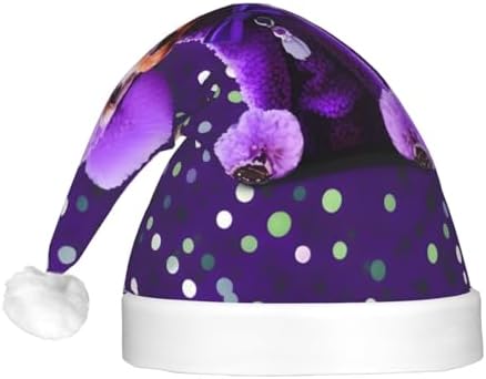 Purple Poodle Polka Dots LED Christmas Hat Unisex Adult Beanie