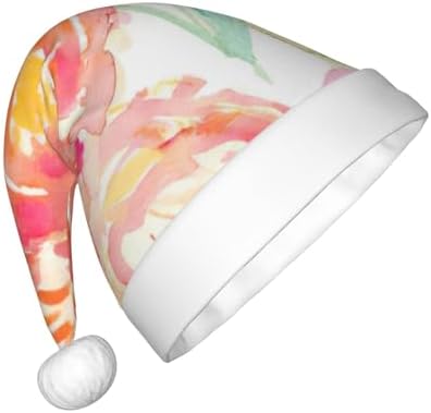 Peach Peony Print Christmas Santa Hat Small Size
