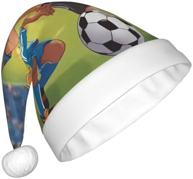 Personalized Santa Hat for Boys 03 Soccer Print Christmas Headwear