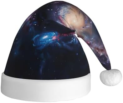 Galaxy Print Christmas Santa Hat Plush for Adults 1