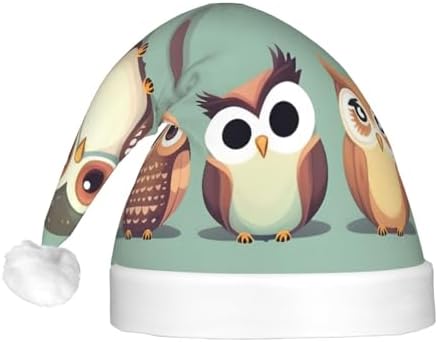 Qin Zheng Cartoon Owls LED Santa Hat for Christmas Party